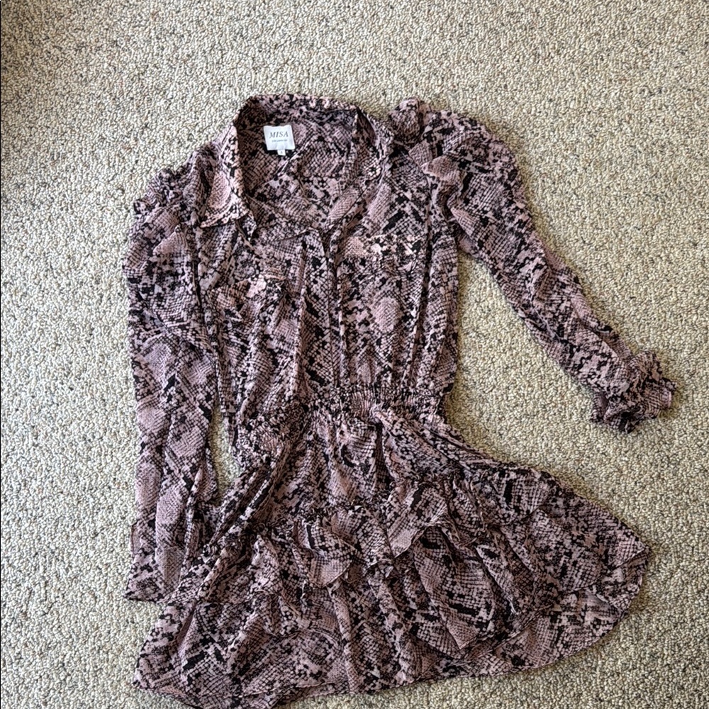 Misa Los Angeles Pink Snake Pattern Dress